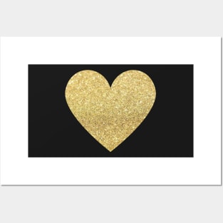 Gold Faux Glitter Heart Posters and Art